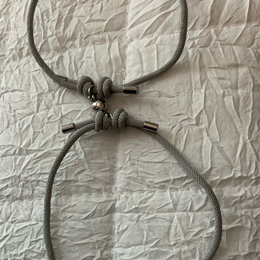 Couple’s Gray Magnetic Locking “Love” Bracelets Set
